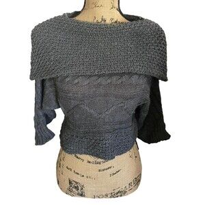 Daytrip Buckle Women's Grey Gray Knit Cropped Sweater Sweatshirt PERFECT Size L